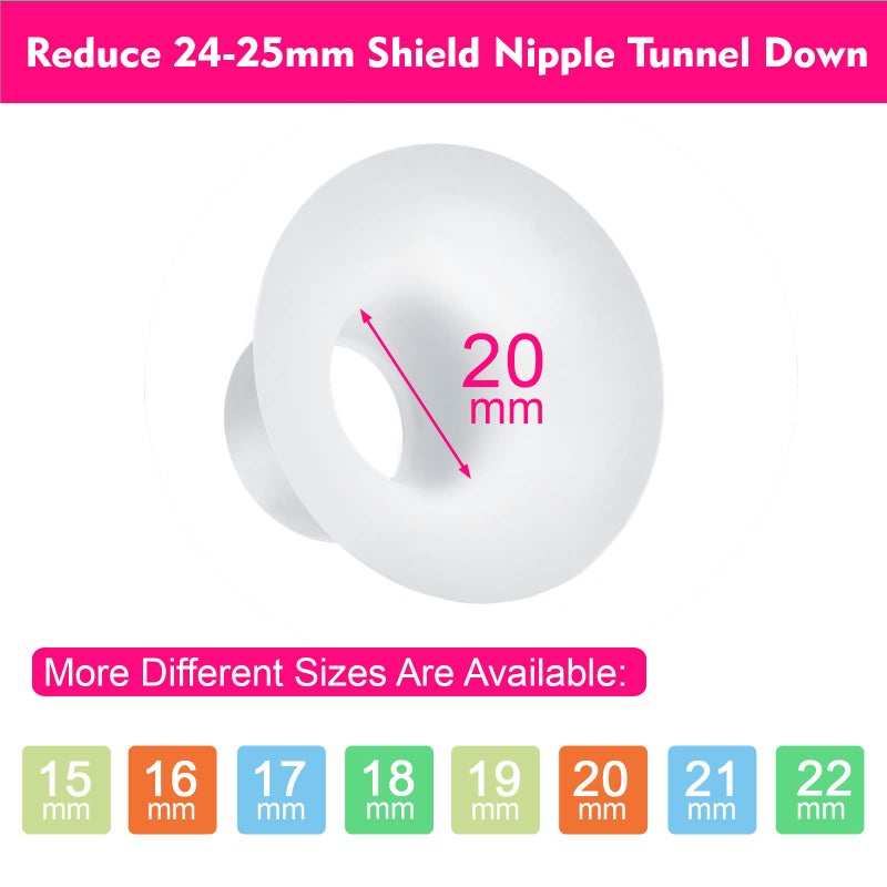 Durceler 20mm Silicone Flange Inserts Compatible with Medela/for Spectra S1 S2 / Elvie / S18 S21 / Momcozy S9 S12/ TSRETE 24mm Breast Pump Shields or Freemie 25mm; Reduce Nipple Tunnel Down to 20mm - Image 2